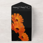 Invitation Tout En Un Floral Orange and Black Wedding (Dehors)