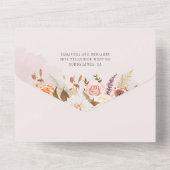 Invitation Tout En Un Floral Pastel Bourgogne Mariage d'aquarelle (Verso)