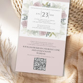 Invitation Tout En Un Floral QR Code Elegant RSVP Online Blush Pink