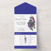 Invitation Tout En Un Floral rose et violet (À l'intérieur)
