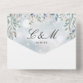 Invitation Tout En Un Floral Verdure Cascade Elégant Mariage d'hiver (Verso)