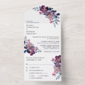 Invitation Tout En Un Floral violet Mariage moderne (À l'intérieur)