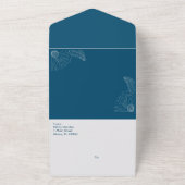 Invitation tout-en-un florale bleue dessinée à la  (Dehors)