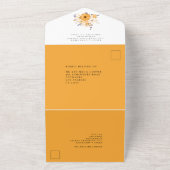 Invitation Tout En Un Florales de crème jaune Adresses invités Mariage (Dehors)