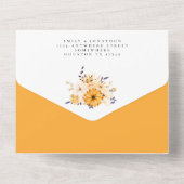 Invitation Tout En Un Florales de crème jaune Adresses invités Mariage (Verso)