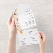 Invitation Tout En Un Flore beige et orange (Déchirure)