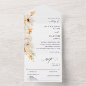 Invitation Tout En Un Flore beige et orange (À l'intérieur)