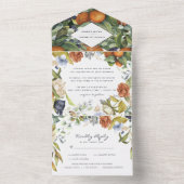 Invitation Tout En Un Flore d'agrumes fin été | Mariage botanique (À l'intérieur)