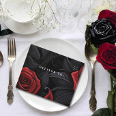 Invitation Tout En Un Flore rouge gothique Rose sur noir QR Code Photo