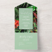 Invitation Tout En Un Flore tropicale, Couleurs terre, Moderne, Mariage (À l'intérieur)