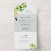 Invitation Tout En Un Flore verte élégante avec Mariage Rsvp (À l'intérieur)