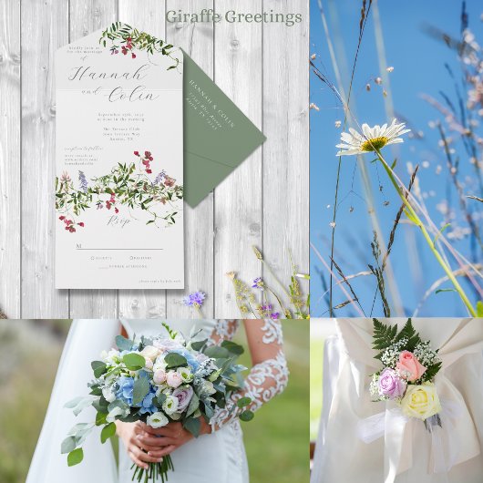 Invitation Tout En Un Flores et verdure sauvages