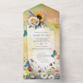 Invitation Tout En Un Flores florales du printemps et de l'été (À l'intérieur)