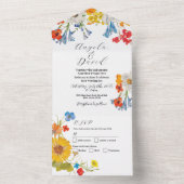 Invitation Tout En Un Flower Spring Delicate Floral Wedding Invite RSVP (À l'intérieur)