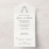 Invitation Tout En Un Flûtes à main Doodle Mariage moderne (À l'intérieur)