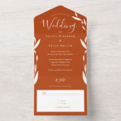 Invitation Tout En Un Foliage Burnt Orange Blanc Mariage (À l'intérieur)