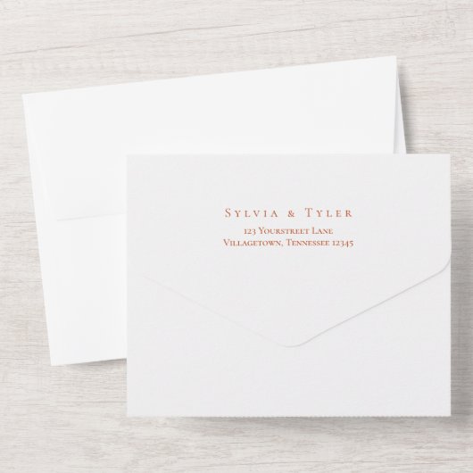 Invitation Tout En Un Foliage Burnt Orange Blanc Mariage (Verso)