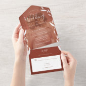 Invitation Tout En Un Foliage Photo Mariage Brown (Déchirure)