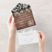 Invitation Tout En Un Folitique rustique Mason Jars Lumières Monogramme  (Déchirure)