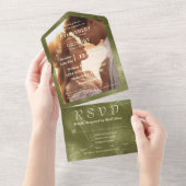 Invitation Tout En Un Fond de ligne à paillettes vert sauge olive Photo (Déchirure)