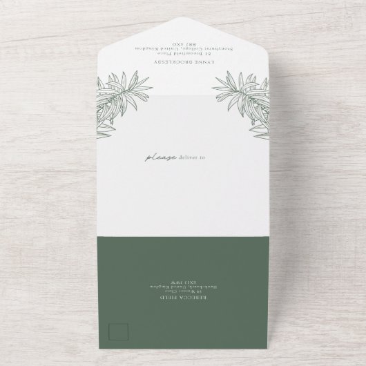 Invitation Tout En Un Forest Green Simple Botanique (Dehors)