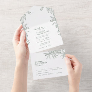 Invitation Tout En Un Forest Green Simple Botanique