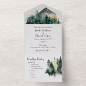 Invitation Tout En Un Forêt d'aquarelle rustique (À l'intérieur)