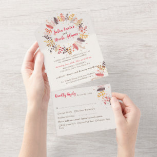 Invitation Tout En Un Forêt de fleurs sauvages Fougère Mariage Champigno
