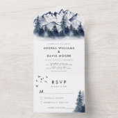 Invitation Tout En Un Forêt d'hiver rustique tout en un Mariage bleu (À l'intérieur)