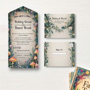 Invitation Tout En Un Forêt enchantée Bois Floral Fairytale Mariage