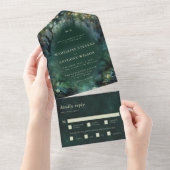 Invitation Tout En Un Forêt enchantée Fairytale Mariage vert (Déchirure)