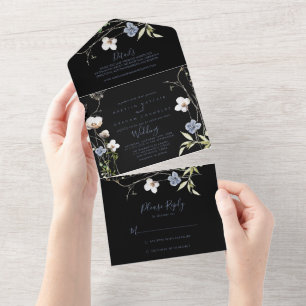 Invitation Tout En Un Forêt sauvage Mariage noir