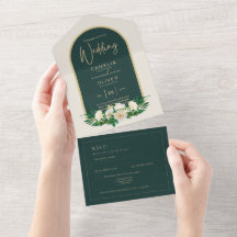 Forêt Vert Or Roses blanches Mariage d'hiver
