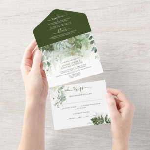 Invitation Tout En Un Fougères Plantes grasses Verdure Mariage