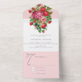 Invitation Tout En Un Fraises et pivoines Chaque année Anniversaire Rsvp (À l'intérieur)