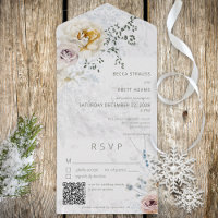 Frosty Winter Pastel Floral Modern QR Code