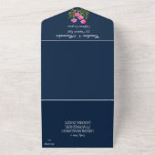 Invitation Tout En Un Fuchsia Marine Bleu moderne Bold élégant floral (Dehors)