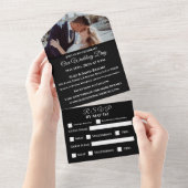 Invitation Tout En Un Fuchsia Orchidées sur Mariage photo noir- (Déchirure)