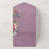 Invitation Tout En Un Fuchsia rose et violet Boho Floral QR Code (Dehors)