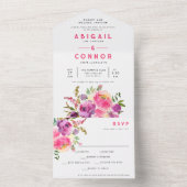 Invitation Tout En Un Fun Vibrant Violet Fuchsia Floral (À l'intérieur)