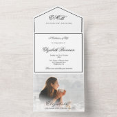 Invitation Tout En Un Funéraire Photo Mémorial Simple Élégant (À l'intérieur)