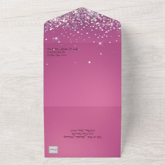 Invitation Tout En Un Fushia et Parties scintillant Quinceañera (Dehors)