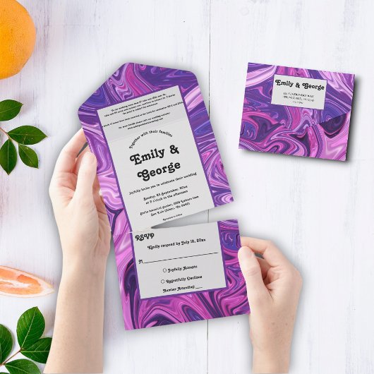 Invitation Tout En Un Galaxie Bleue Moderne Art Abstrait Mariage élégant