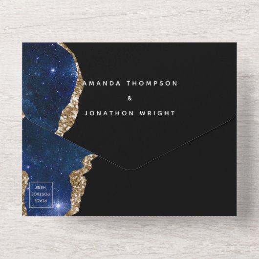 Invitation Tout En Un Galaxy Agate Mariage en pierre (Verso)