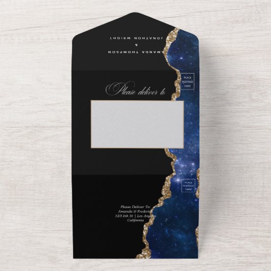 Invitation Tout En Un Galaxy Agate Mariage en pierre (Dehors)