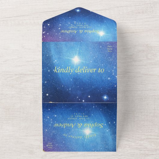 Invitation Tout En Un Galaxy & Mariage Or tout en un (Dehors)