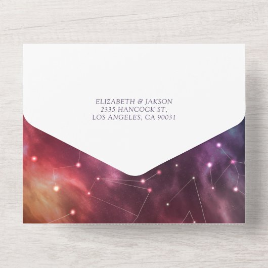 Invitation Tout En Un Galaxy Nebula Constellations Mariage magnifique RS (Verso)