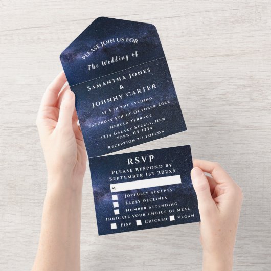 Invitation Tout En Un Galaxy Starry Night Sky Universe Mariage Nebula (Déchirure)