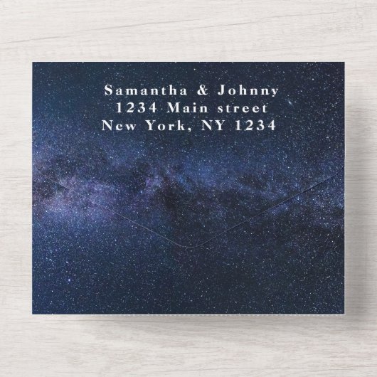 Invitation Tout En Un Galaxy Starry Night Sky Universe Mariage Nebula (Verso)