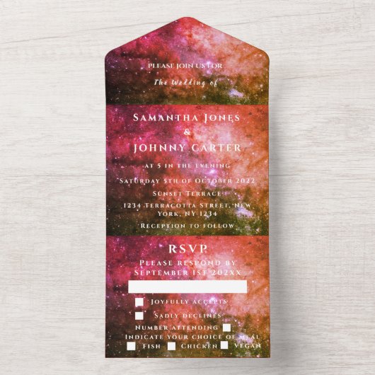 Invitation Tout En Un Galaxy Starry Night Stars Sky Mariage (À l'intérieur)